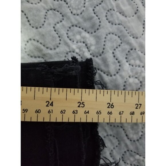 PAIGE JACQUELINE STRAIGHT BLACK JEANS SIZE 32 RAW FRAYED HEM STRETCH - Picture 9 of 10